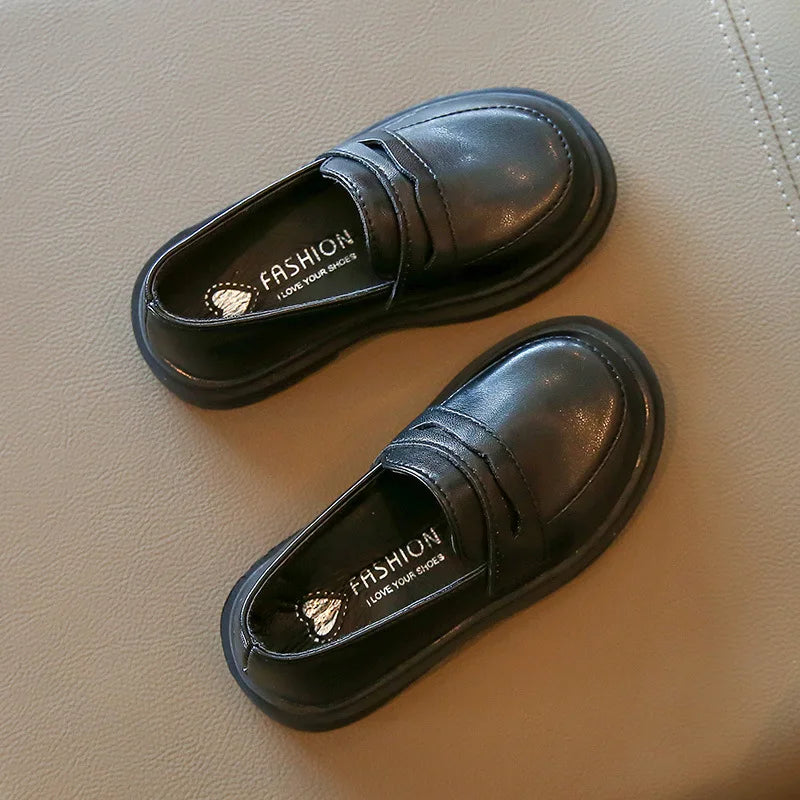 Children Leather Shoes Spring Autumn Slip-on Boys Loafers Black Party Shoes Girls Students Dress Flats Formal Wedding Kids Shoes Platonel