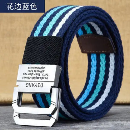 New Canvas Belt Man Belt Girl Teenager Double Ring Buckle Jeans with Military Student Cloth Belt Designer Belts pas taktyczny Platonelstore
