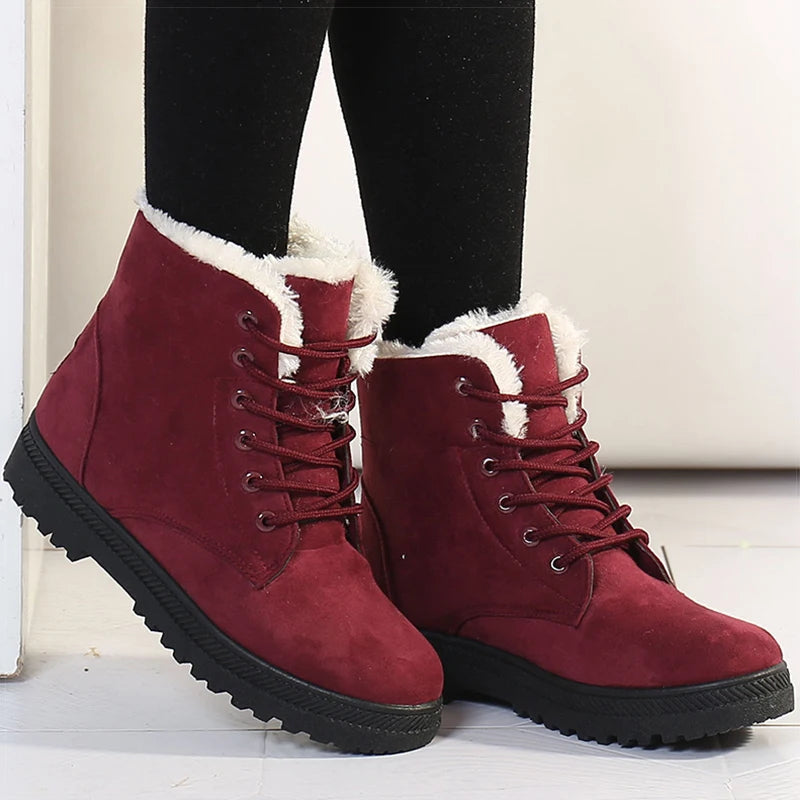 Women's Winter Boots Low Heels Women Boots With Fur Warm Winter Shoes Women Snow Boots Ankle Botas Mujer Winter Footwear Female Platonelstore