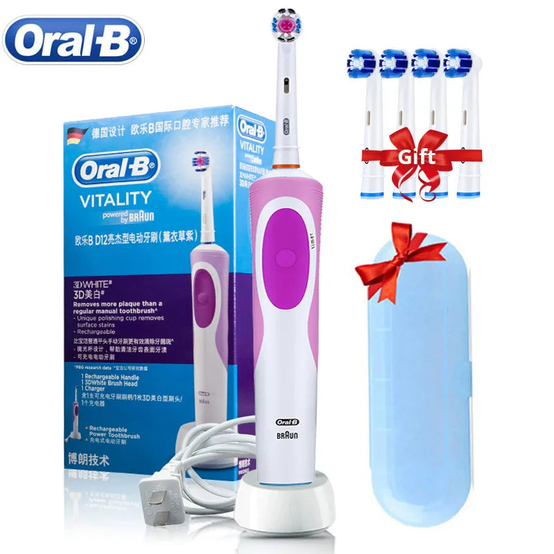 Electric Toothbrush 2D Rotary Vibration Clean Charging Tooth Brush Cross Action Bristle Oral Care 4 Gift Brush Heads Free Platonel