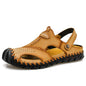 Fashion Men's Sandals Outdoor Hollow Leather Sandals Shoes Men Breathable Shoes Oversized Water Trekking Beach Sandals Casual Platonelstore