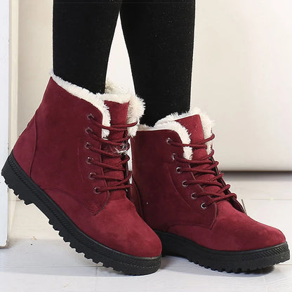 Women's Winter Boots Low Heels Women Boots With Fur Warm Winter Shoes Women Snow Boots Ankle Botas Mujer Winter Footwear Female Platonelstore