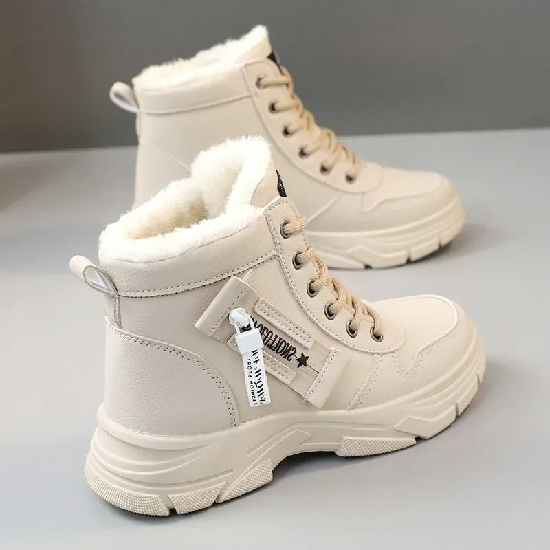 Women Boots 2024Winter Fashion Waterproof Height Increased Snow Boots Warm Plus High Top CottonShoes Platform Sports Ankle Boots Platonelstore