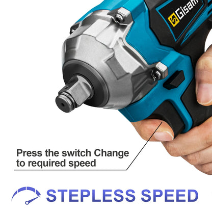 Gisam 1200N.M Torque Brushless Electric Impact Wrench 1/2 inch Cordless Wrench Screwdriver Power Tools For Makita 18V Battery Platonelstore