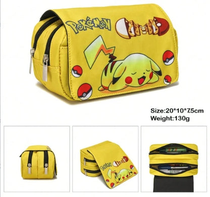 Pokemon Pikachu Pikachu Pencil Case Pencil Case Primary and Secondary School Students Cartoon Pokemon Cartoon School Bag Mochila Platonelstore