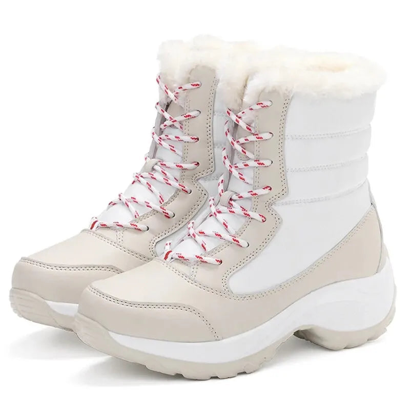 Women Boots Waterproof Heels Boots For Winter 2023 Tren Platform Ankle Boots Keep Warm Snow Shoes Plush Outdoor Short Boots Platonelstore