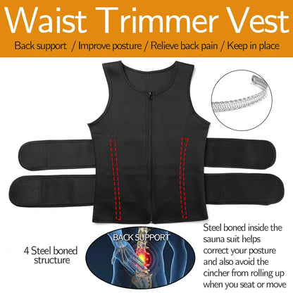 Men Body Shaper Waist Trainer Vest Slimming Sauna Sweat Vest Compression Undershirt Shapewear  Workout Tank Tops  Corset Platonelstore