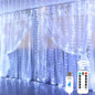 6x3M LED USB Curtain String Fairy Lights Christmas Garland 8 Modes Remote for New Year 2024 Party Garden Home Wedding Decoration Platonelstore