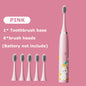 Cartoon Electric Toothbrush Twins Kids Sonic Electric Toothbrushes with 5 Replacement Brush Heads Battery Electric Teeth Brush Platonelstore