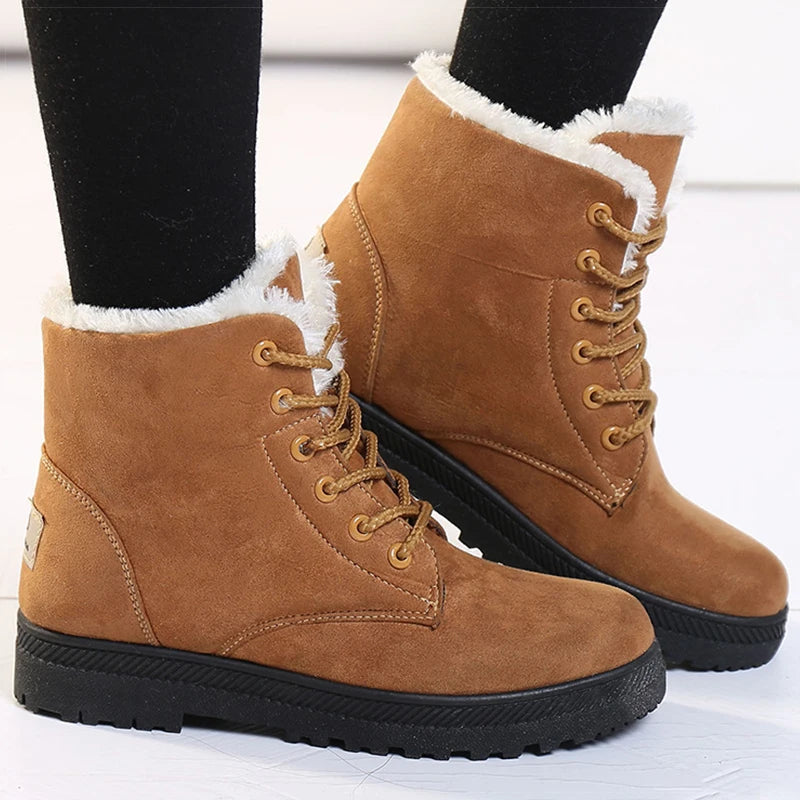Women's Winter Boots Low Heels Women Boots With Fur Warm Winter Shoes Women Snow Boots Ankle Botas Mujer Winter Footwear Female Platonelstore