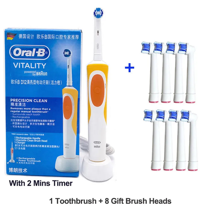 Electric Toothbrush 2D Rotary Vibration Clean Charging Tooth Brush Cross Action Bristle Oral Care 4 Gift Brush Heads Free Platonel