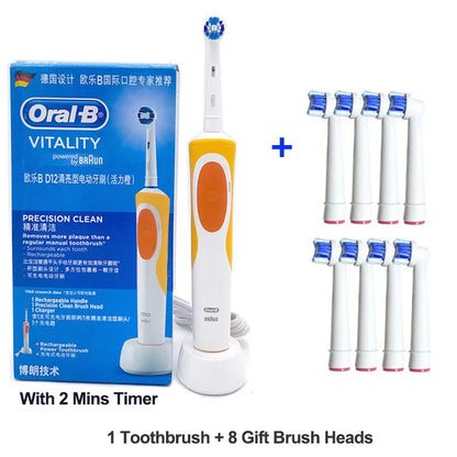 Electric Toothbrush 2D Rotary Vibration Clean Charging Tooth Brush Cross Action Bristle Oral Care 4 Gift Brush Heads Free Platonel