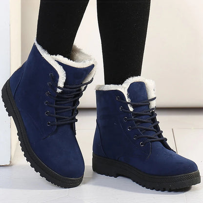 Women's Winter Boots Low Heels Women Boots With Fur Warm Winter Shoes Women Snow Boots Ankle Botas Mujer Winter Footwear Female Platonelstore