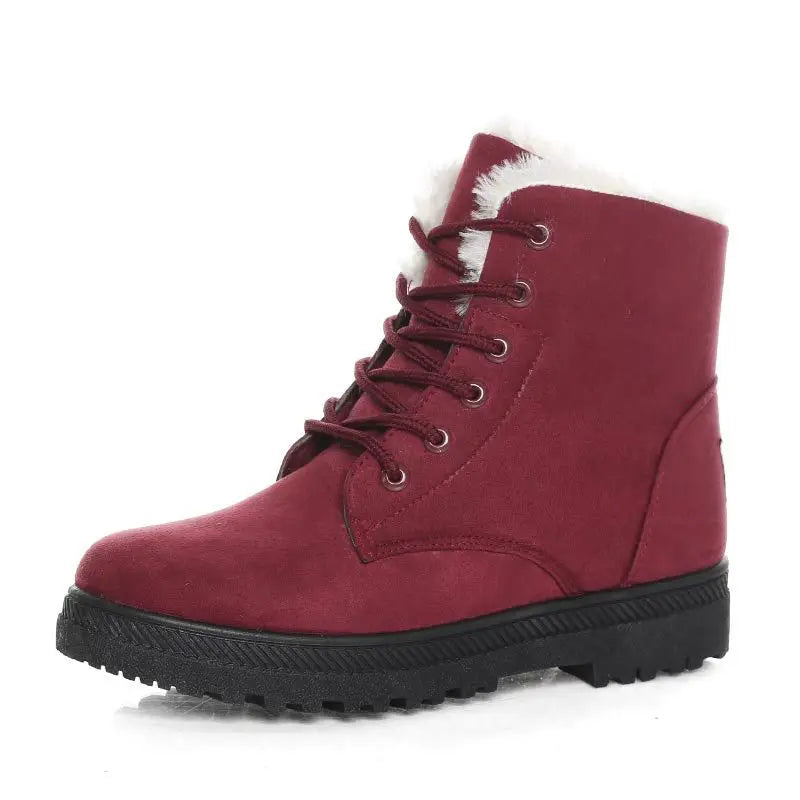 Crestar Women Winter Boots Lady Girls Fashion Warm Cotton Fur Lined Shoes Lace Up Comfortable Non Slip Ankle Platform Snow Boots Platonelstore