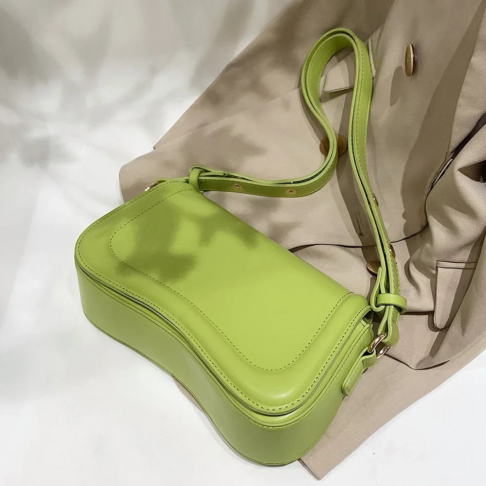 Women PU Shoulder Bag Versatile Leather Handbag Casual Trendy Crossbody Bag Flap Girl Satchel Purse Platonelstore