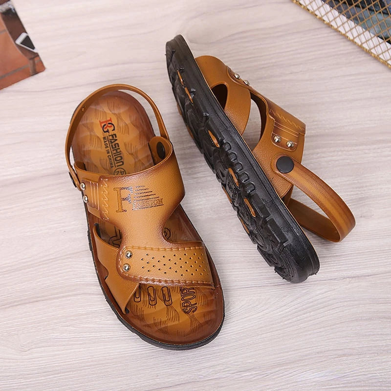 Men's Beach Open Toe Shoes Sandals High Quality Non-slip Men Slippers Breathable Two Uses Male Footwear Mens Summer Outdoor Shoe Platonelstore