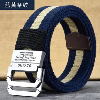 New Canvas Belt Man Belt Girl Teenager Double Ring Buckle Jeans with Military Student Cloth Belt Designer Belts pas taktyczny Platonelstore