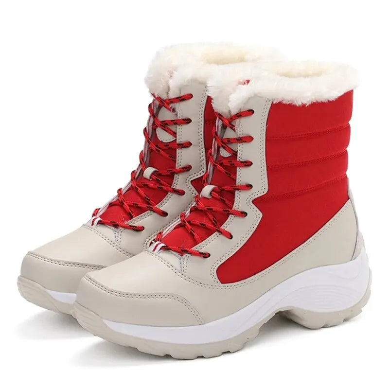 Women Boots Waterproof Heels Boots For Winter 2023 Tren Platform Ankle Boots Keep Warm Snow Shoes Plush Outdoor Short Boots Platonelstore
