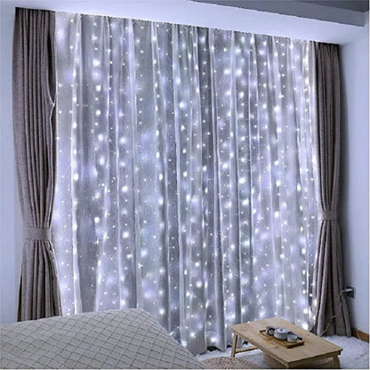 LED Curtain String Lights Christmas Garland Decor Fairy Light 8 Modes USB Remote Control Wedding Holiday Party for Bedroom Home Platonelstore