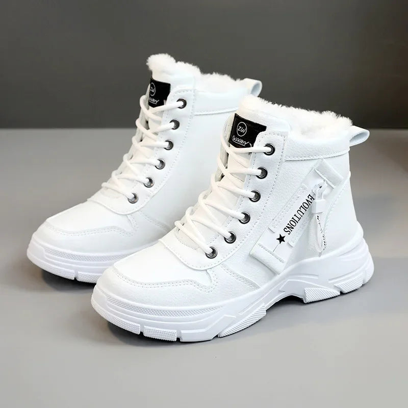 Women Boots 2024Winter Fashion Waterproof Height Increased Snow Boots Warm Plus High Top CottonShoes Platform Sports Ankle Boots Platonelstore