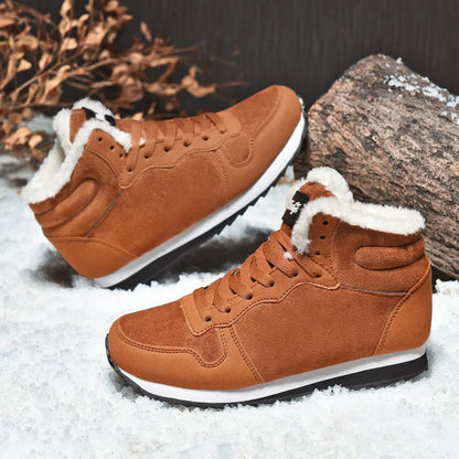 Winter Snow Boots Men Plush Warm Women Boots Suede Leather Ankle Boot Comfortable Light Couple Waterproof Sneakers Big Size 48 Platonelstore