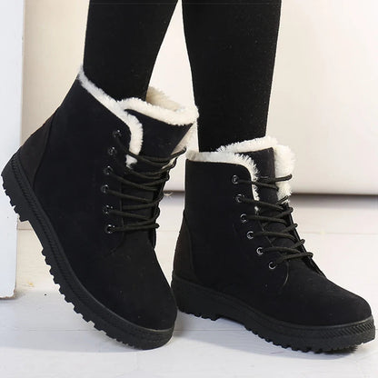 Women's Winter Boots Low Heels Women Boots With Fur Warm Winter Shoes Women Snow Boots Ankle Botas Mujer Winter Footwear Female Platonelstore