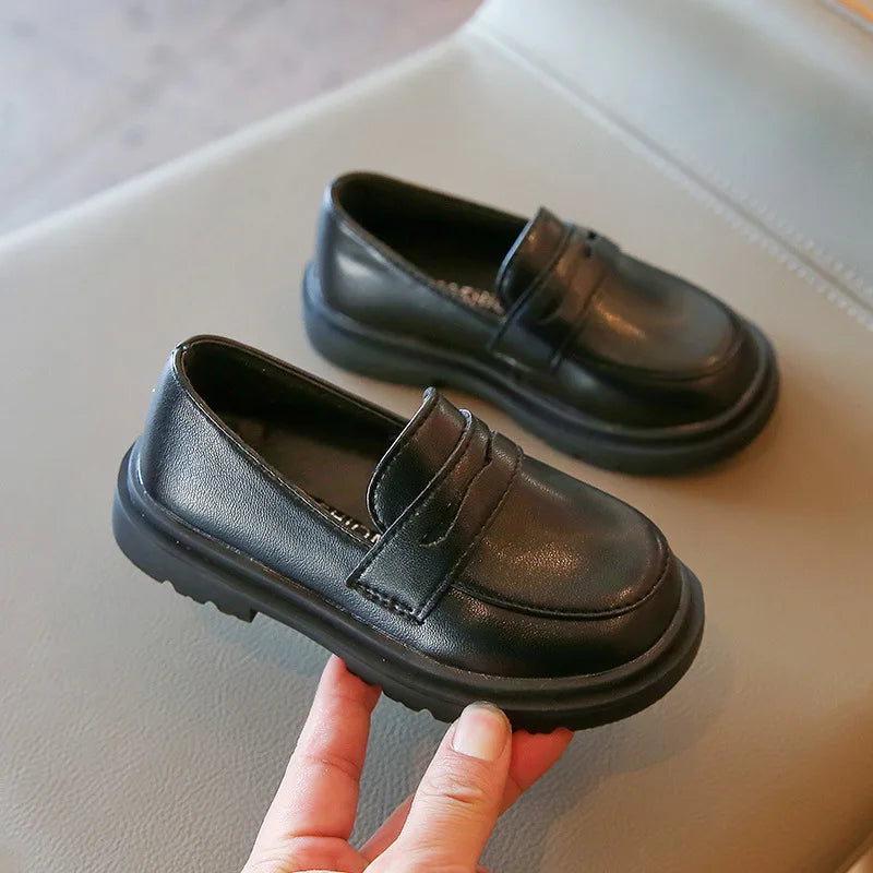 Children Leather Shoes Spring Autumn Slip-on Boys Loafers Black Party Shoes Girls Students Dress Flats Formal Wedding Kids Shoes Platonel