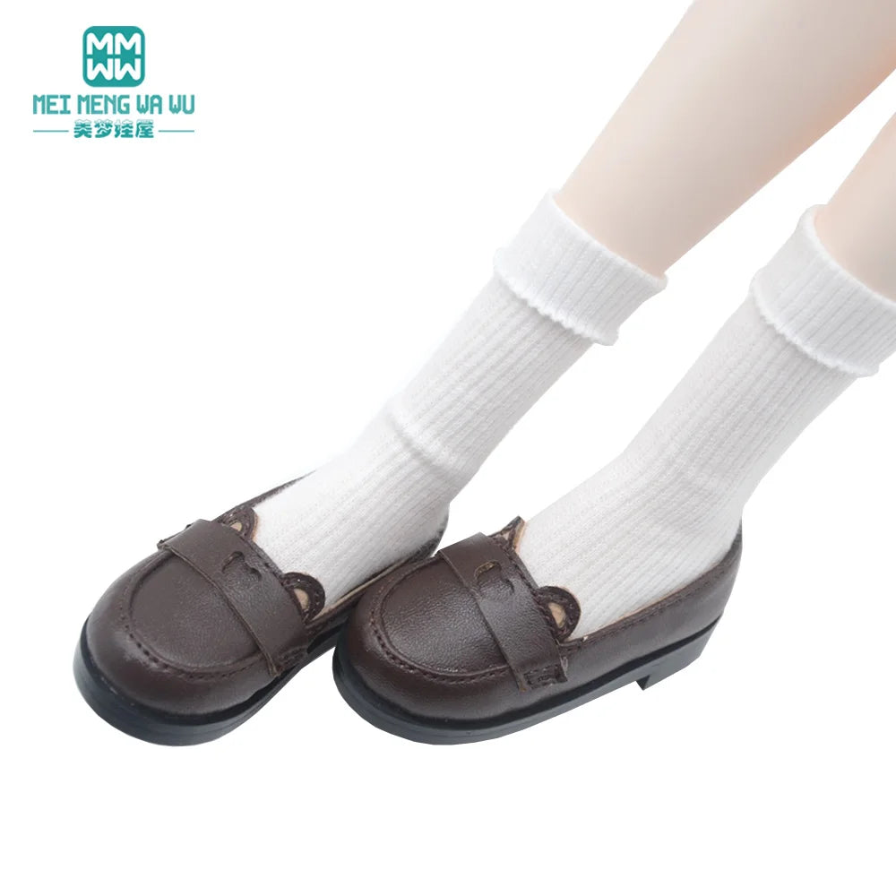 BJD Doll Leather Shoes 43-60cm 1/3 1/4 SD Doll Toy Ball Joint Doll Fashion Flat Shoes Pink Black Brown Doll Gift Platonelstore