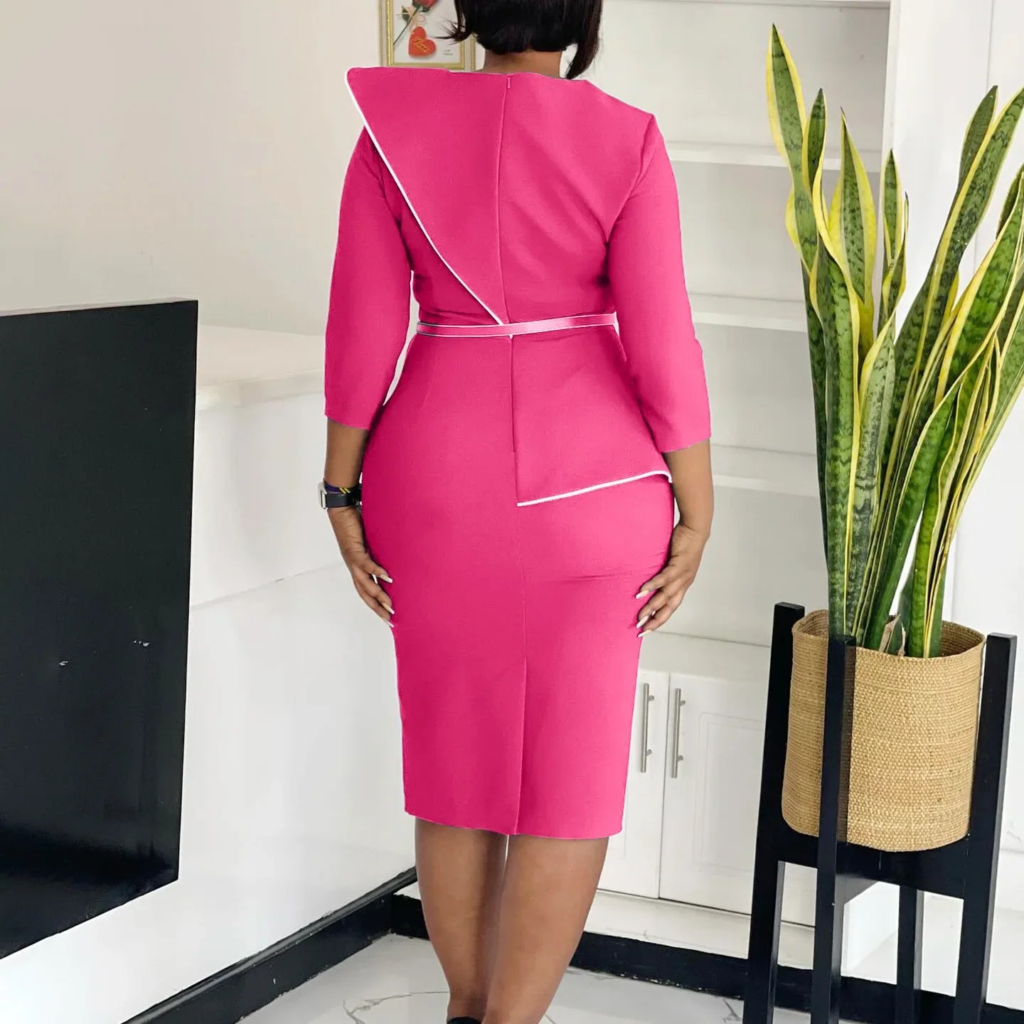 Elegant African Printed Wraparound Pencil Dress Women's Fashion Spring New Style D551 OL Skirt Bodycon Dress Elegant Manner Platonelstore