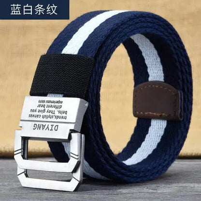 New Canvas Belt Man Belt Girl Teenager Double Ring Buckle Jeans with Military Student Cloth Belt Designer Belts pas taktyczny Platonelstore