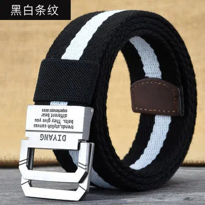 New Canvas Belt Man Belt Girl Teenager Double Ring Buckle Jeans with Military Student Cloth Belt Designer Belts pas taktyczny Platonelstore