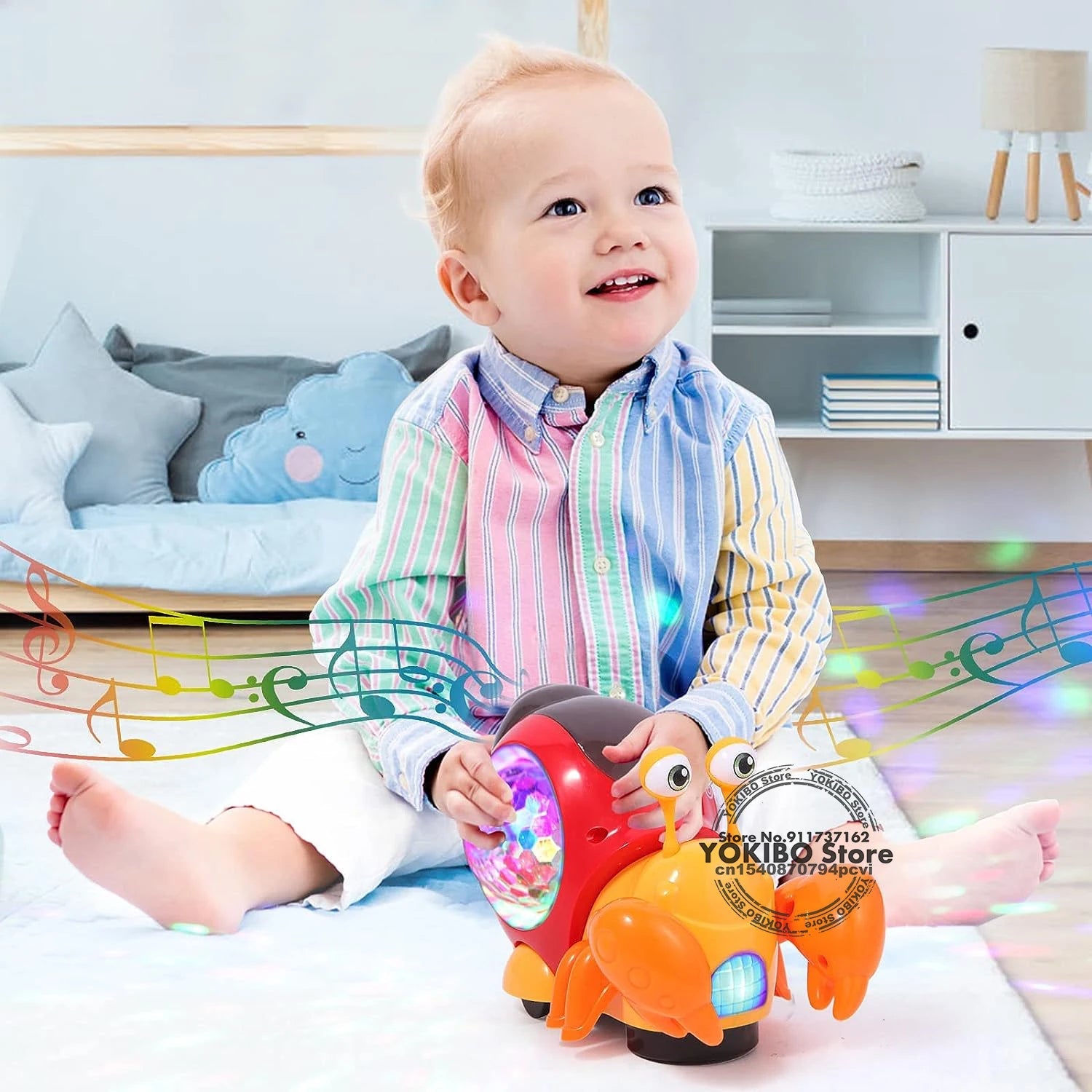 Crawling Crab Baby Toys with Music LED Light Up Interactive Musical Toys for Baby Dancing Crawling Toys Moving Toddler Toys 0 12 Platonel