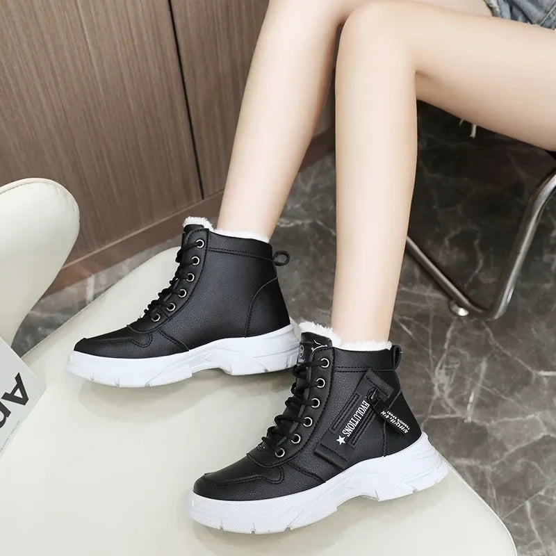 Women Boots 2024Winter Fashion Waterproof Height Increased Snow Boots Warm Plus High Top CottonShoes Platform Sports Ankle Boots Platonelstore