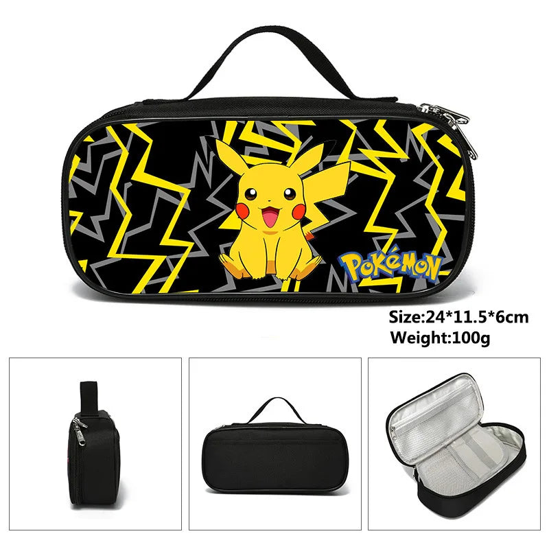 Pokemon Pikachu Pikachu Pencil Case Pencil Case Primary and Secondary School Students Cartoon Pokemon Cartoon School Bag Mochila Platonelstore