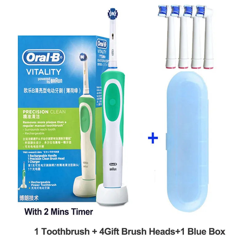 Electric Toothbrush 2D Rotary Vibration Clean Charging Tooth Brush Cross Action Bristle Oral Care 4 Gift Brush Heads Free Platonel