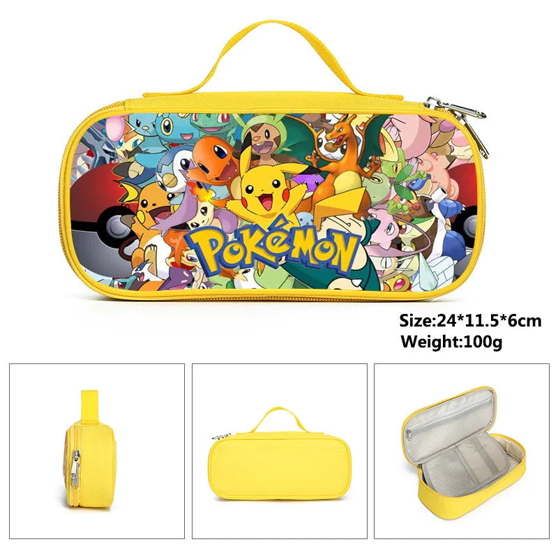 Pokemon Pikachu Pikachu Pencil Case Pencil Case Primary and Secondary School Students Cartoon Pokemon Cartoon School Bag Mochila Platonelstore