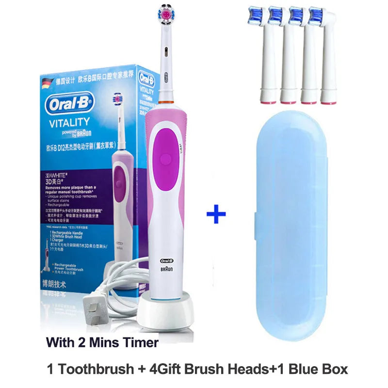 Electric Toothbrush 2D Rotary Vibration Clean Charging Tooth Brush Cross Action Bristle Oral Care 4 Gift Brush Heads Free Platonel