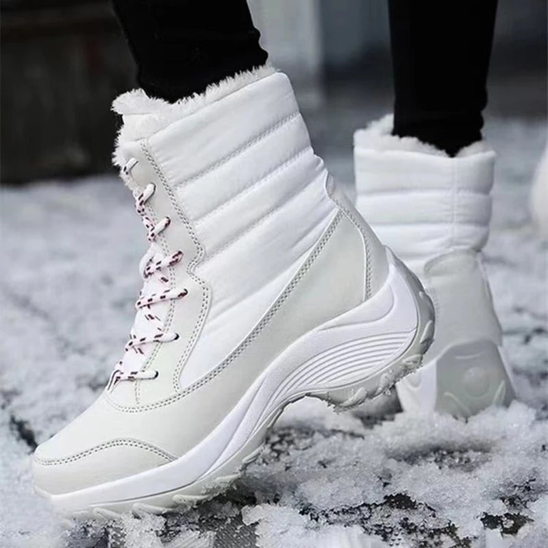 Women Boots Waterproof Heels Boots For Winter 2023 Tren Platform Ankle Boots Keep Warm Snow Shoes Plush Outdoor Short Boots Platonelstore
