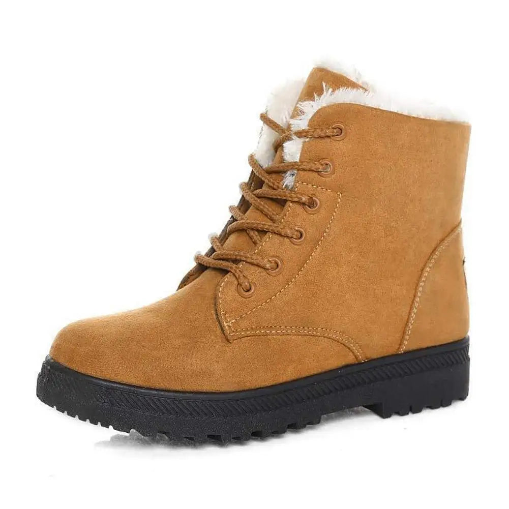 Crestar Women Winter Boots Lady Girls Fashion Warm Cotton Fur Lined Shoes Lace Up Comfortable Non Slip Ankle Platform Snow Boots Platonelstore
