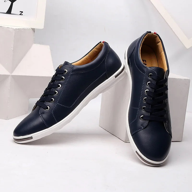Fashion Large Size Solid Color Male Board Shoes Spring Autumn Designer New Men's Outdoor Walking Shoes Lace Leather Sneakers Man Platonelstore