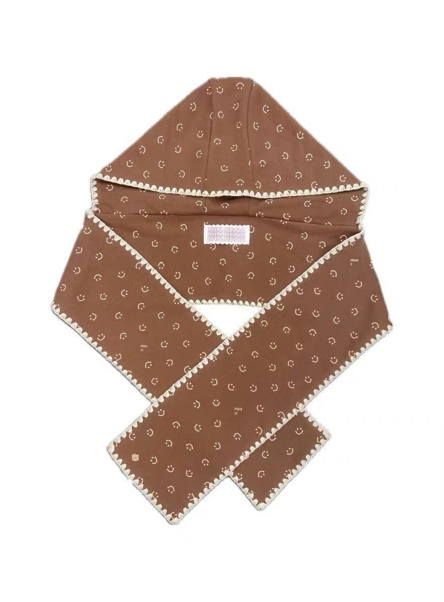 Minjiena Cute Smiling Face Lace Scarf Hat Platonelstore