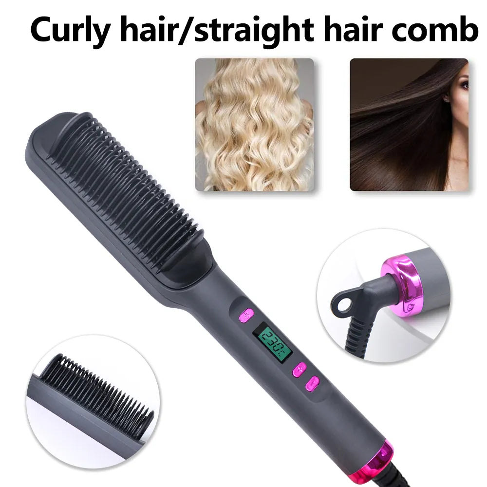 Electric Hot Comb Multifunctional Straight Hair Straightener Comb Anti-Scalding Styling Tool Straightening Brush. Platonel