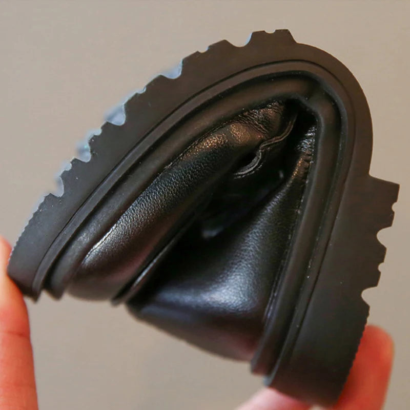 Children Leather Shoes Spring Autumn Slip-on Boys Loafers Black Party Shoes Girls Students Dress Flats Formal Wedding Kids Shoes Platonel