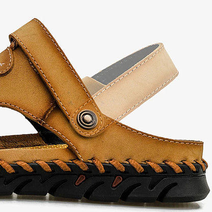 Fashion Men's Sandals Outdoor Hollow Leather Sandals Shoes Men Breathable Shoes Oversized Water Trekking Beach Sandals Casual Platonelstore