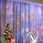 6x3M LED USB Curtain String Fairy Lights Christmas Garland 8 Modes Remote for New Year 2024 Party Garden Home Wedding Decoration Platonelstore