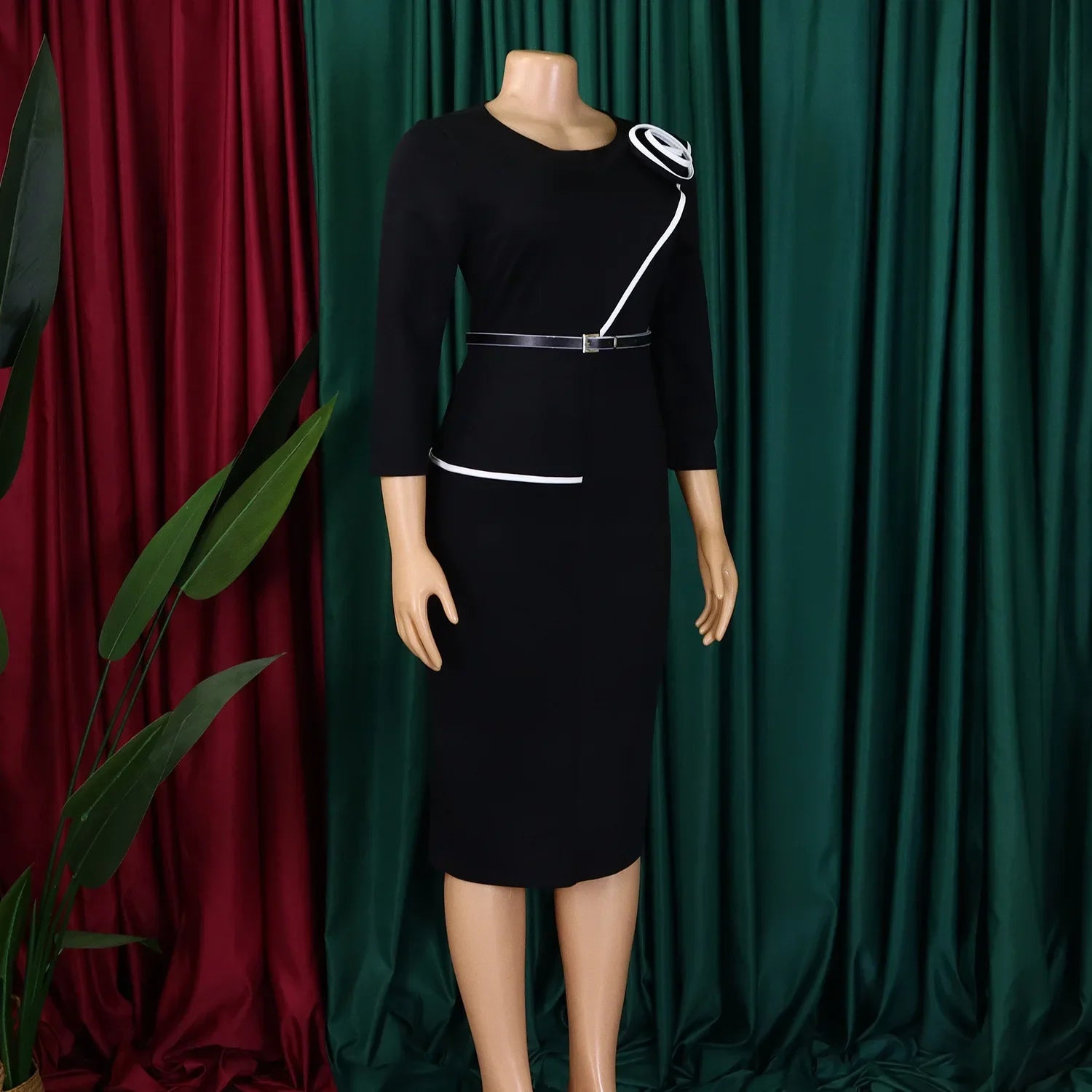 Elegant African Printed Wraparound Pencil Dress Women's Fashion Spring New Style D551 OL Skirt Bodycon Dress Elegant Manner Platonelstore
