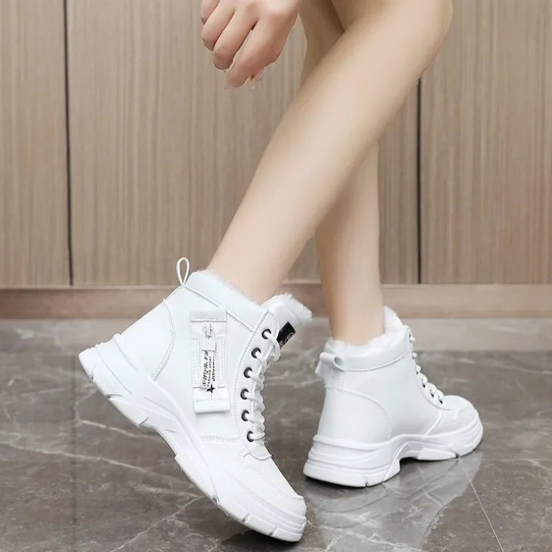 Women Boots 2024Winter Fashion Waterproof Height Increased Snow Boots Warm Plus High Top CottonShoes Platform Sports Ankle Boots Platonelstore