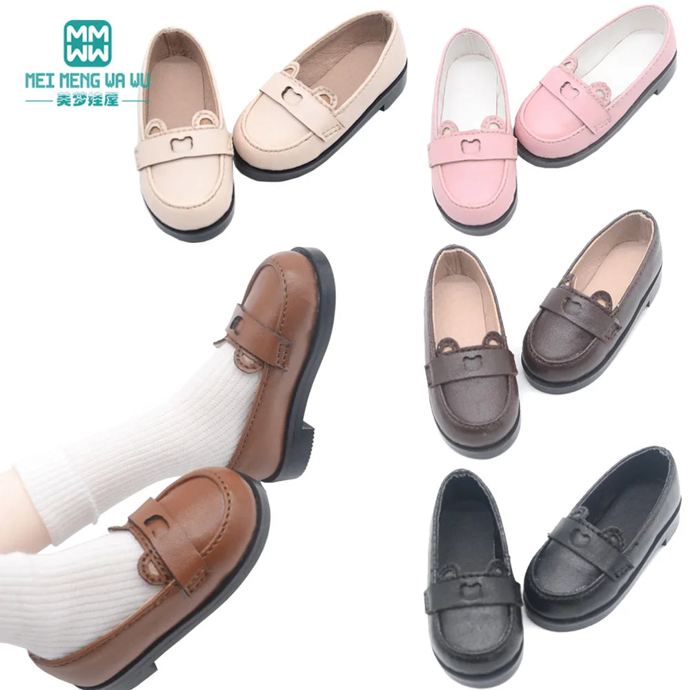 BJD Doll Leather Shoes 43-60cm 1/3 1/4 SD Doll Toy Ball Joint Doll Fashion Flat Shoes Pink Black Brown Doll Gift Platonelstore