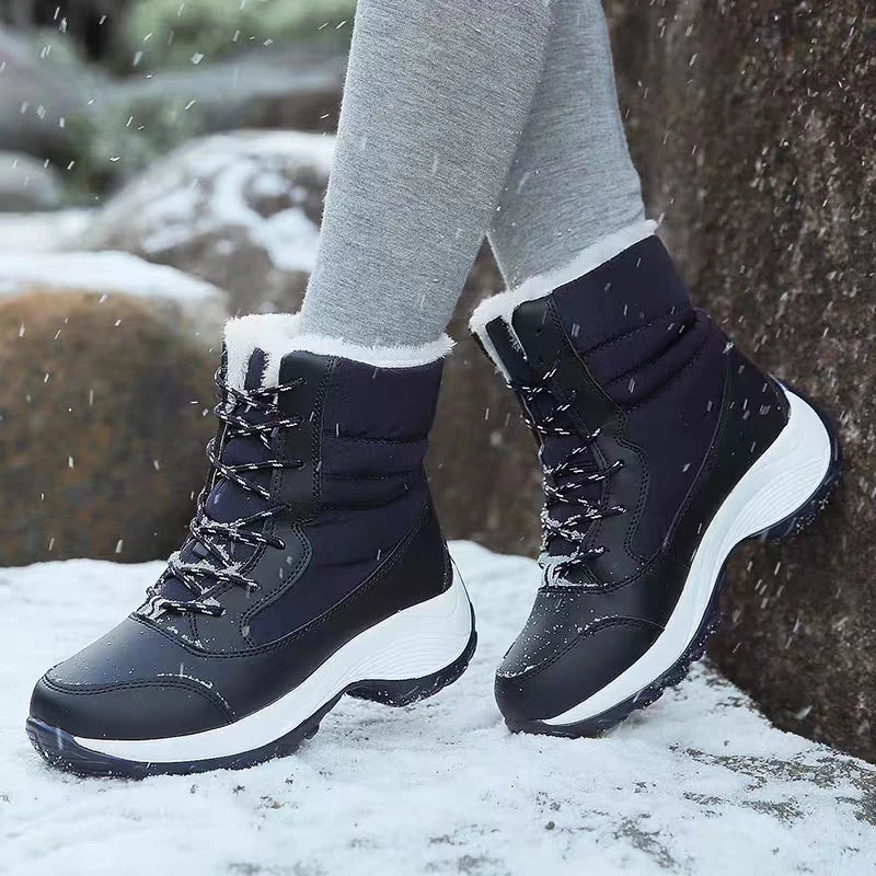 Women Boots Waterproof Heels Boots For Winter 2023 Tren Platform Ankle Boots Keep Warm Snow Shoes Plush Outdoor Short Boots Platonelstore