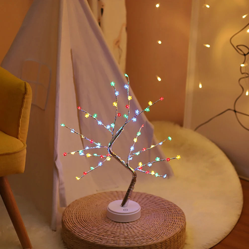 Fairy Light Spirit Tree Lamp Sparkly Tree Lamp Battery/USB Operated LED Mini Tree Warm Light Pearl Starry Night Light Platonel